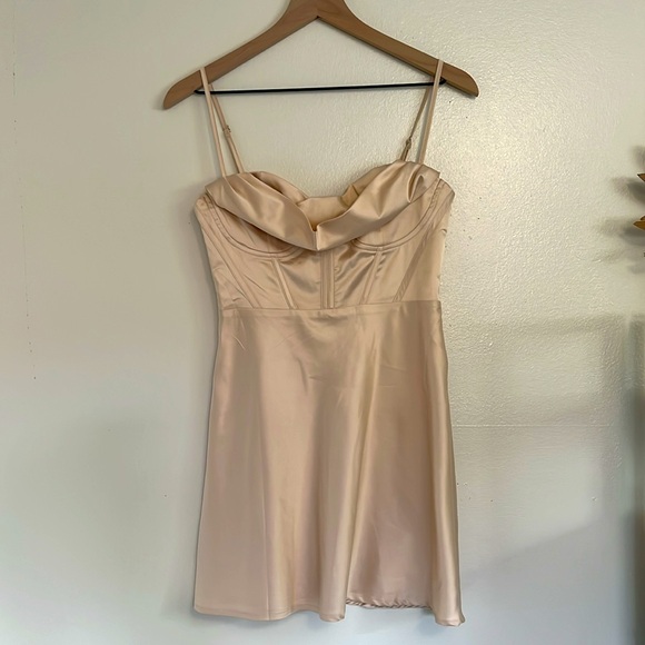 Princess Polly Spotlight Mini Dress in Champagne - Picture 3 of 11